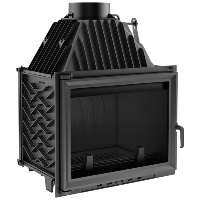 Liatinový vzduchový krb Kratki ZUZIA 15 kW čierny + prívod vzduchu fi 100 mm pre liatinové vložky Kratki